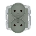 MINI Mechanizm gniazda podwójnego do ramki z uziemieniem 2x(2P+Z) (bez przesłon torów prądowych) szałwiowy