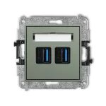 MINI Mechanizm gniazda podwójnego 2xUSB A-A 3.0 szałwiowy