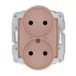 MINI Mechanizm gniazda podwójnego do ramki bez uziemienia 2x2P (przesłony torów prądowych) łososiowy