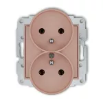 MINI Mechanizm gniazda podwójnego do ramki z uziemieniem 2x(2P+Z) (bez przesłon torów prądowych) łososiowy
