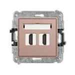 MINI Mechanizm gniazda podwójnego HDMI 2.1, 8K łososiowy