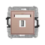 MINI Mechanizm gniazda pojedynczego USB A-A 2.0 łososiowy