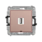 MINI Mechanizm gniazda pojedynczego USB A-A 2.0, bez pola opisowego łososiowy
