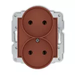 MINI Mechanizm gniazda podwójnego do ramki bez uziemienia 2x2P (bez przesłon torów prądowych) terakota