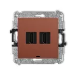 MINI Mechanizm gniazda podwójnego HDMI 2.0, 4K, bez pola opisowego terakota