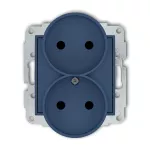 MINI Mechanizm gniazda podwójnego do ramki bez uziemienia 2x2P (przesłony torów prądowych) navy blue
