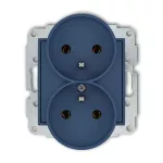 MINI Mechanizm gniazda podwójnego do ramki z uziemieniem 2x(2P+Z) (bez przesłon torów prądowych) navy blue