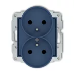 MINI Mechanizm gniazda podwójnego do ramki z uziemieniem 2x(2P+Z) (przesłony torów prądowych) navy blue