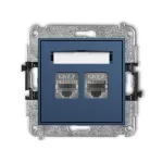 MINI Mechanizm gniazda komputerowego podwójnego 2xRJ45, kat. 7, ekranowany, 8-stykowy navy blue