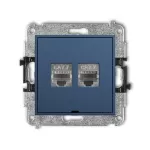 MINI Mechanizm gniazda komputerowego podwójnego 2xRJ45, kat. 7, ekranowany, 8-stykowy, bez pola opisowego navy blue