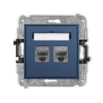 MINI Mechanizm gniazda komputerowego podwójnego 2xRJ45, kat. 8, ekranowany, 8-stykowy navy blue