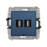 MINI Mechanizm gniazda podwójnego 2xUSB A-A 2.0, bez pola opisowego navy blue