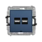 MINI Mechanizm ładowarki USB podwójnej 2xUSB A, 15,5W max., 5V, 3.1A, bez pola opisowego navy blue