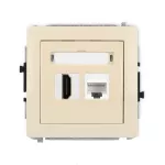 DECO Mechanizm gniazda pojedynczego HDMI 2.1, 8K + gniazda komp. poj. 1xRJ45, kat. 6A, 8-stykowy beżowy