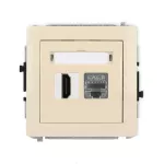 DECO Mechanizm gniazda pojedynczego HDMI 2.1, 8K + gniazda komp. poj. 1xRJ45, kat. 8, ekranowany, 8-stykowy beżowy