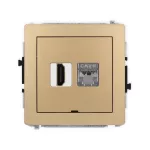 DECO Mechanizm gniazda pojedynczego HDMI 2.0, 4K + gniazda komp. poj. 1xRJ45, kat. 6, ekranowany, 8-stykowy, bez pola opisowego złoty metalik