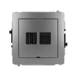 DECO Mechanizm gniazda pojedynczego HDMI 2.0, 4K + gniazda komp. poj. 1xRJ45, kat. 6A, 8-stykowy, bez pola opisowego grafitowy