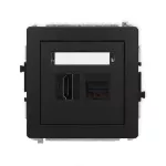 DECO Mechanizm gniazda pojedynczego HDMI 2.0, 4K + gniazda komp. poj. 1xRJ45, kat. 6A, 8-stykowy czarny mat