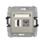 ICON Mechanizm gniazda pojedynczego HDMI 2.0, 4K + gniazda komp. poj. 1xRJ45, kat. 6, ekranowany, 8-stykowy taupe