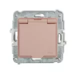 ICON Mechanizm gniazda bryzgoszczelnego z uziemieniem 2P+Z (klapka łososiowa, przesłony torów prądowych) łososiowy