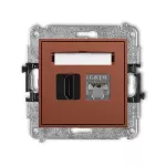 ICON Mechanizm gniazda pojedynczego HDMI 2.0, 4K + gniazda komp. poj. 1xRJ45, kat. 6, ekranowany, 8-stykowy terakota