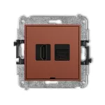 ICON Mechanizm gniazda pojedynczego HDMI 2.0, 4K + gniazda komp. poj. 1xRJ45, kat. 6A, 8-stykowy, bez pola opisowego terakota