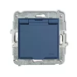 ICON Mechanizm gniazda bryzgoszczelnego z uziemieniem 2P+Z (klapka navy blue, przesłony torów prądowych) navy blue