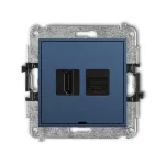 ICON Mechanizm gniazda pojedynczego HDMI 2.0, 4K + gniazda komp. poj. 1xRJ45, kat. 6A, 8-stykowy, bez pola opisowego navy blue