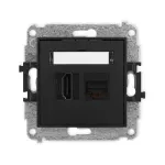 MINI Mechanizm gniazda pojedynczego HDMI 2.0, 4K + gniazda komp. poj. 1xRJ45, kat. 6A, 8-stykowy czarny mat