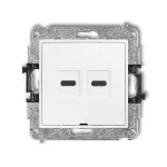 MINI Mechanizm ładowarki USB podwójnej 2xUSB C, 30W max., bez pola opisowego biały mat
