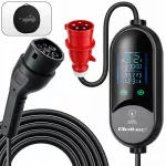 Qoltec Mobilna ładowarka do samochodu elektrycznego EV i hybryd z regulacją 2w1 Typ2 | 7kW | 230V | CEE 32A | LED |  5m