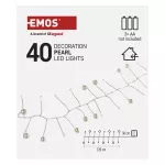 Dekoracje - girlanda 40 LED , perły, 1,2 m, 3xAA, ciepła biel, IP20, timer