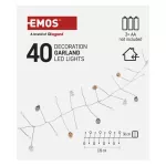 Dekoracje - girlanda - cyrkonie 40 LED, 1,2 m, 3x AA, ciepła biel, IP20, timer