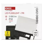 Naświetlacz LED TAMBO EVO z czujnikiem PIR, 20 W, 2000 lm, IP65, czarny
