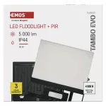 Naświetlacz LED TAMBO EVO z czujnikiem PIR, 50 W, 5000 lm, IP65, czarny