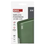 Powerbank EMOS WI 1031, 10 000 mAh, 20 W+Wireless, matcha-green
