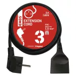 Przedłużacz 3 m / 1 gniazdo / czarny / PVC / 1,5 mm2