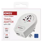 Adapter podróżny do Europy Centralnej, biały, 1×USB-C, 1×USB-A