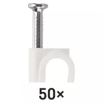 Uchwyt kablowy okrągły 6 mm, biały, 50 szt