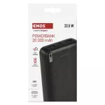 Powerbank EMOS AlphaQ3, 20 000 mAh, 22,5 W, czarny