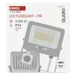 Naświetlacz LED GLARO PIR 30 W, biały, IP54, 3000 lm, neutralna biel