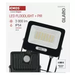 Naświetlacz LED GLARO PIR 30 W, czarny, IP54, 3000 lm, neutralna biel