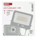 Naświetlacz LED GLARO PIR 50 W, biały, IP54, 5000 lm, neutralna biel