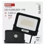 Naświetlacz LED GLARO PIR 50 W, czarny, IP54, 5000 lm, neutralna biel
