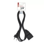 Przedłużacz 1,5 m / 1 gniazdo / czarny / PVC / 0,75 mm2
