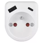 Rozgałęźnik 1×, 1×USB-A+1×USB-C, biały