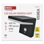 Lampa LED naścienna Garden VEREA solarna, ciepła biel, max 460 lm, IP44, PIR