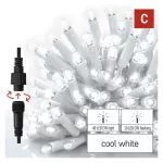 Oświetlenie łączone Premium- sople 50 LED 3m zimna biel, biały błyszcz. przewód IP44