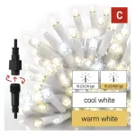 Oświetlenie łączone Premium- sople 50LED 3m ciepła+zim biel, biały błysz przewód IP44