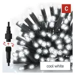 Oświetlenie łączone Premium - łańcuch 100 LED 10m zimna biel, czarny przewód, IP44